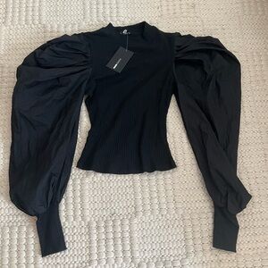 Fashion Nova Black Puff Sleeve Blouse
